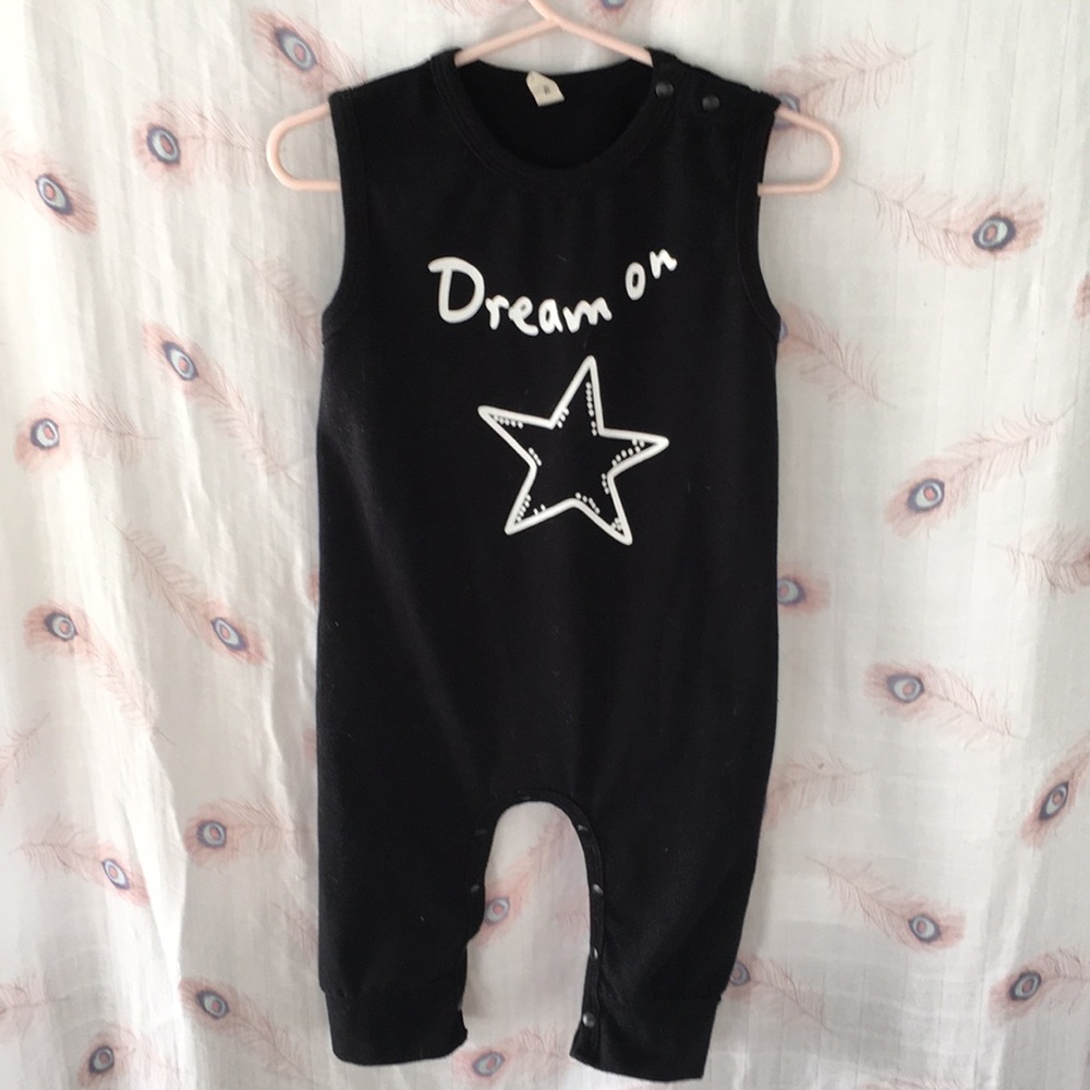 Dream on black onesie